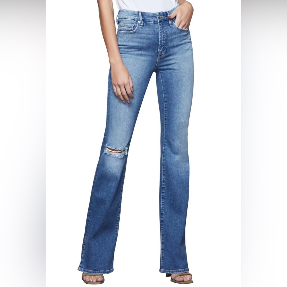 Good American Good Flare Ripped Jeans